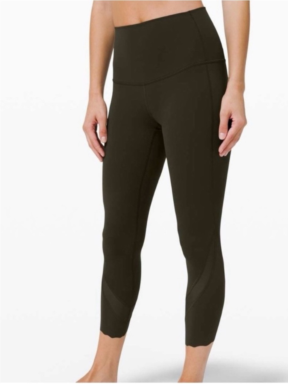 LULULEMON Wunder Under High-Waist Olive Green Active Crop Leggings